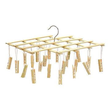 Laundry Bamboo Drying Hanger Rack, 22-Clip, 56x9cm
