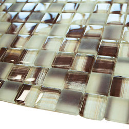 Brown&White Modern Art Glass Mosaic Tile (Square,Glossy&Matte) - Home Accessories & Decor