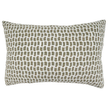 Throw Pillow Cover With Net Design, 16"x24", Natural