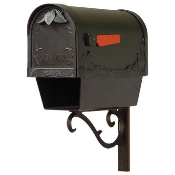 Floral Mailbox With Newspaper Tube & Sorrento Front Mailbox Mounting Bracket
