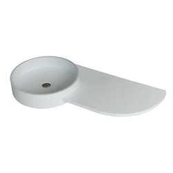 ADM Bathroom Design - ADM Circular Wall Mounted Sink, White, 32", Matte White - Bathroom Sinks