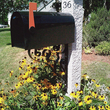 Granite Mailbox Post with Metal Bracket