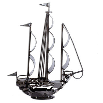 Novica Handmade Rustic Ship Recycled Auto Parts Sculpture