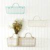 Small Antique White Wire Wall Basket (Set of 2)