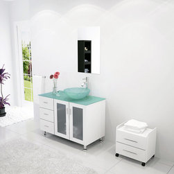Abaco 39 inch Vessel Sink Bathroom Vanity Tempered Glass Top - Bathroom Vanities And Sink Consoles