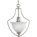 Progress Lighting - Progress Lighting 1-Light Foyer With Etched Glass Bell Shaped Shades - The Madison collection features etched glass with transitional elements. Simplified vintage style. One-light foyer/convertible hanging combo fixture.