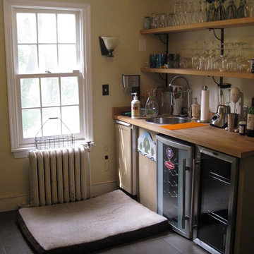 Custom Transitional Pantry Remodel | Natural Wood Cabinetry & Beverage Bar