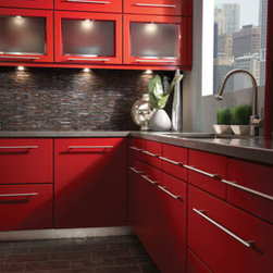 Contemporary Red Kitchen - Kitchen Cabinetry