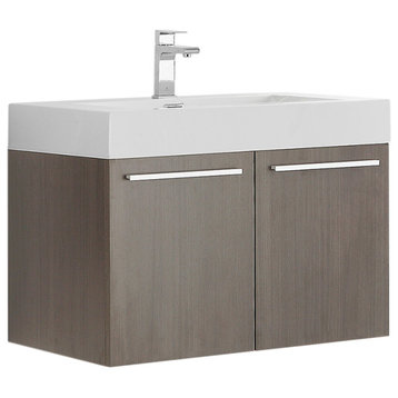 Fresca Vista 30" Gray Oak Wall Hung Cabinet With Integrated Sink