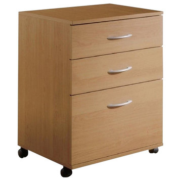 Bowery Hill 3 Drawer Lateral Mobile Filing Cabinet in Natural Maple