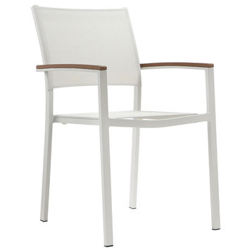 David Dining Chair, Set of 6, White Frame, White/Teak