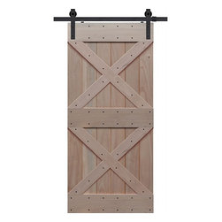 Double X Barn Door 6' 8" Tall - Knotty Alder - Interior Doors