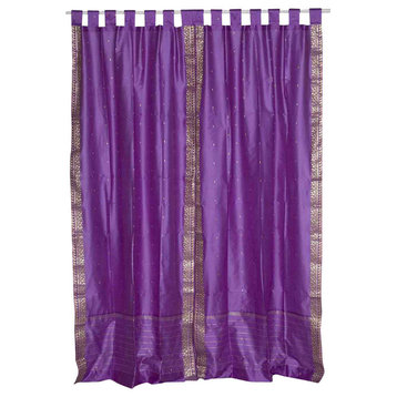 Lavender  Tab Top  Sheer Sari Cafe Curtain / Drape / Panel  - 43W x 24L - Pair