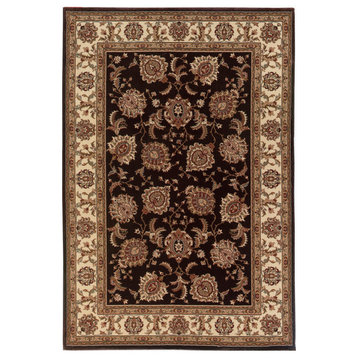 Aiden Traditional Vintage Inspired Brown/Ivory Rug, 10' x 12'7"