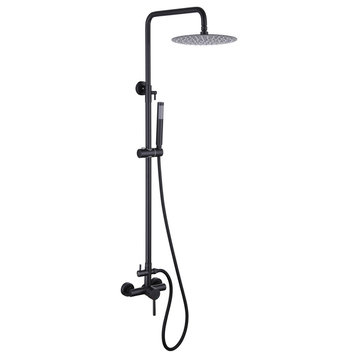 2 Function Outdoor Shower Brass with Handheld Shower, Matte Black