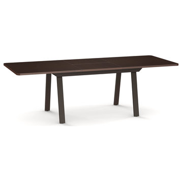 Amisco Della Extendable Dining Table, Dark Brown Birch Veneer / Dark Brown Metal