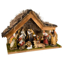 Nativity Set With 9 Figures and Stable - Farmhouse - Holiday