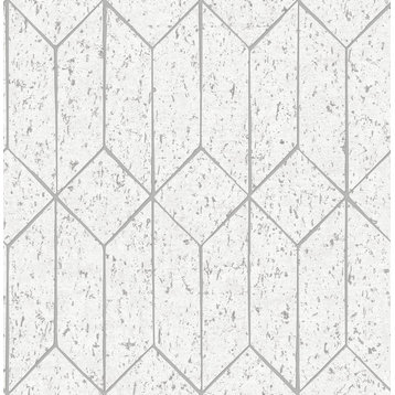 Hayden White Concrete Trellis Wallpaper Sample