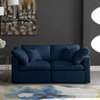 Plush Velvet / Down Standard Comfort 2-Piece Modular Sofa, Navy