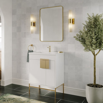 The Lockhart Bathroom Vanity, White, 24", Single Sink, Freestanding