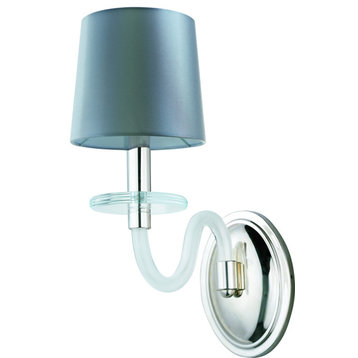 Venezia Wall Sconce - Polished Nickel, Frosted Fabric, 1