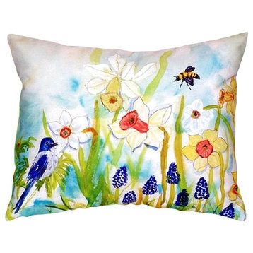 Bird & Daffodils No Cord Pillow - Set of Two 18x18