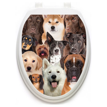Dogs Galore Toilet Tattoos seat Cover, Vinyl Lid Decal, Bathroom Décor, Elongated