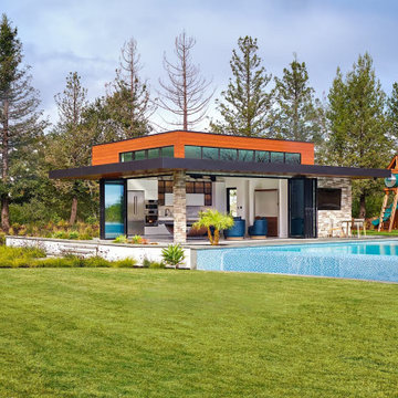 A Northern California pool house with continuous openings via NanaWall opening g