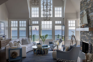 Inspiration for a coastal living room remodel in Providence