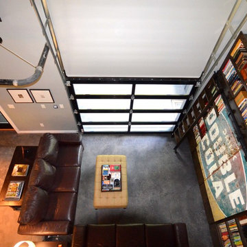 View down to living area