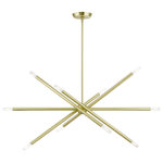 Livex Lighting - Soho 10 Light Satin Brass Linear Chandelier - An iconic linear chandelier, the Soho features an organic, asymmetrical design in a satin brass finish. Ideal for kitchens or dining room settings, these space-aged inspired pieces are so versatile they can be incorporated into a variety of interiors.