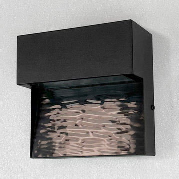 6W LED Textured Black Outdoor Wall Sconce
