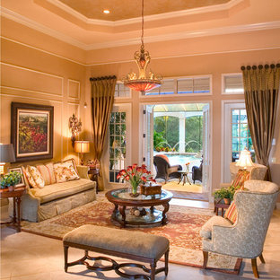 Design ideas for a mediterranean living room in Tampa.