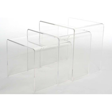 Acrylic Nesting Table 3-PC Table Set Display Stands - Clear