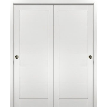 Closet Bypass Doors 60 x 80 & hardware | Quadro 4111 White Ash | Rails Set
