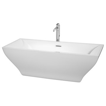 Freestanding Bathtub, White, 71", With Faucet