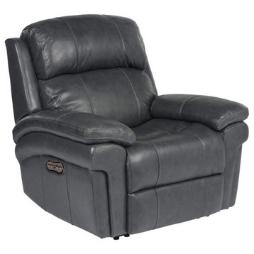 Sunset Trading Luxe Leather Reclining Chair with Power Headrest in Gray
