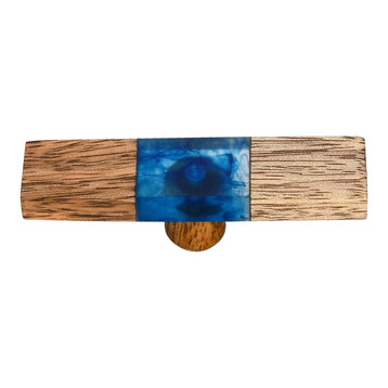 Fusion 2-7/8" Wood and Smoky Blue Cabinet Knob