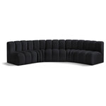 Meridian Furniture - Arc Velvet Upholstered 5-Pc. U-Shaped Modular Sectional, Black - Give your living room or den the perfect blend of style and versatility with this Arc velvet fabric curved modular Sectional. Part of the Arc modular furniture collection, this Sectional comes upholstered in rich black velvet fabric and features deep channel tufting that adds a touch of luxury while enhancing comfort and support. A seamless combination of form and function, this chair can be used with other Arc pieces to create a myriad of configurations in your well-curated room.