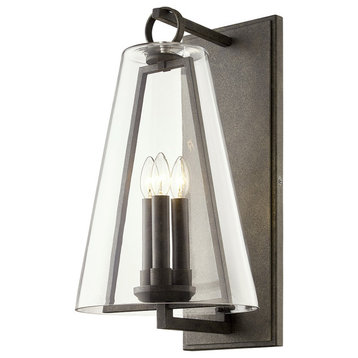 Adamson 3 Light Wall Sconce - French Iron Finish - Clear Glass