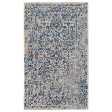 Wyllah Traditional Floral/Botanical Area Rug, Blue/Ivory, 8'x10'
