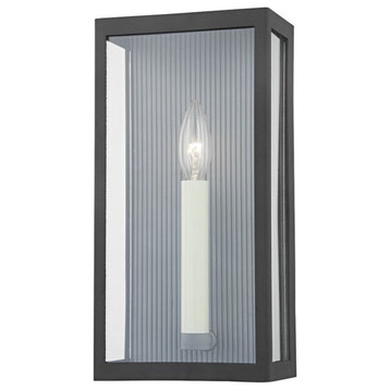 Troy Vail 1-LT Outdoor Wall Sconce B1031-TBK/WZN, Texture Black/Weathered Zinc