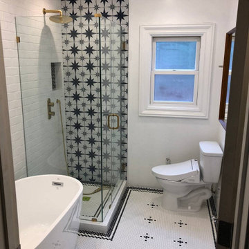 Bathroom remodeling project in San Jose with a free standing soaking tub