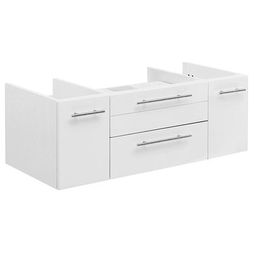 Fresca Lucera 42" Wall Hung Vessel Sink Solid Wood Bathroom Cabinet in White