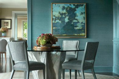 Example of a transitional dining room design in New York
