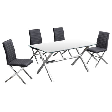Timber Modern Dining Collection Dining Set, Chair: Gray, Silver
