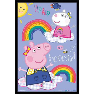 Peppa Pig Hooray Poster, Black Framed Version
