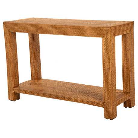 La Jolla Rattan Console Table, Honey Brown