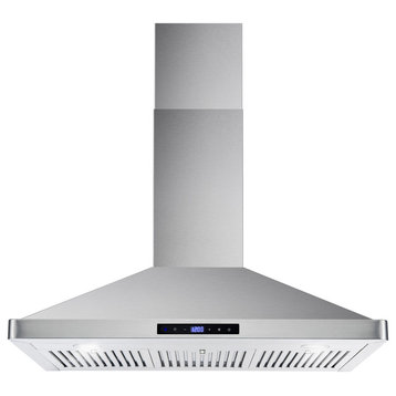 36 in. Ducted Wall Mount Range Hood with Permanent Filters in Stainless Steel