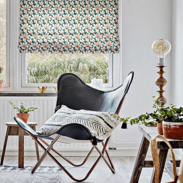 Pomegranate Flowers Quick Fix Washable Flat Fold Roman Shades, Window Blinds